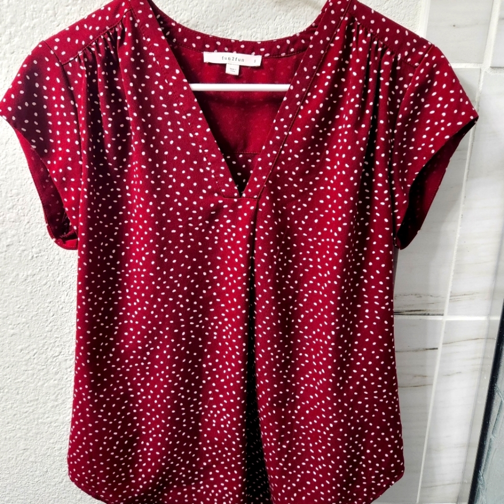 Fun2Fun Red Blouse with White Pattern
